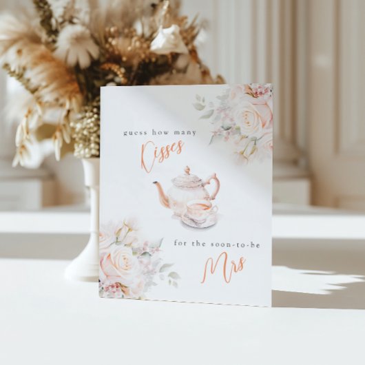 Signe De Table Devinez combien de baisers Pastel Blooms jeu de do