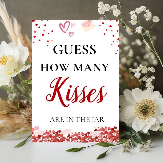 Signe De Table Devinez combien de baisers valentine Fête des mari