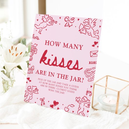 Signe De Table Devinez combien de bisous Baby Shower Saint-Valent