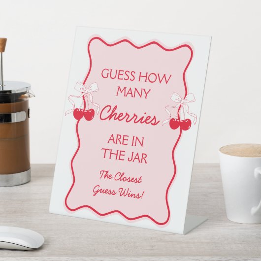 Signe De Table Devinez combien de cerises cerises en haut (In SItu)