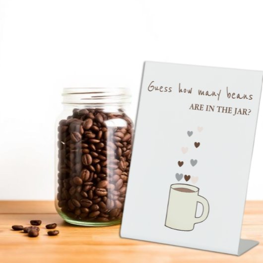 Signe De Table Devinez combien de haricots dans le café pour l'en