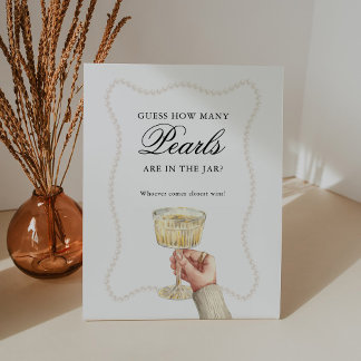 Signe De Table Devinez combien de perles Game Pearls et Prosecco