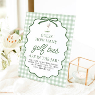 Signe De Table Devinez combien de tés de golf pour le bébé au gol