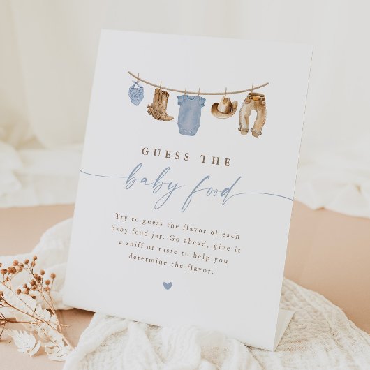 Signe De Table Devinez la Nourriture pour Bébé Baby Shower Cowboy