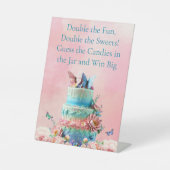 Signe De Table Devinez le Baby shower Candies Butterflies Twins (Recto)