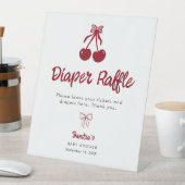 Signe De Table Diaper Raffle Baby Shower Cherry on Top Red Bows (In SItu)