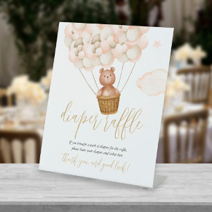 Signe De Table Diaper Raffle Teddy Bear Balloons Baby Shower
