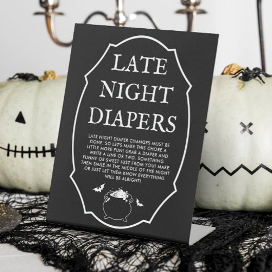 Signe De Table Diapositives nocturnes du Baby shower d'Halloween