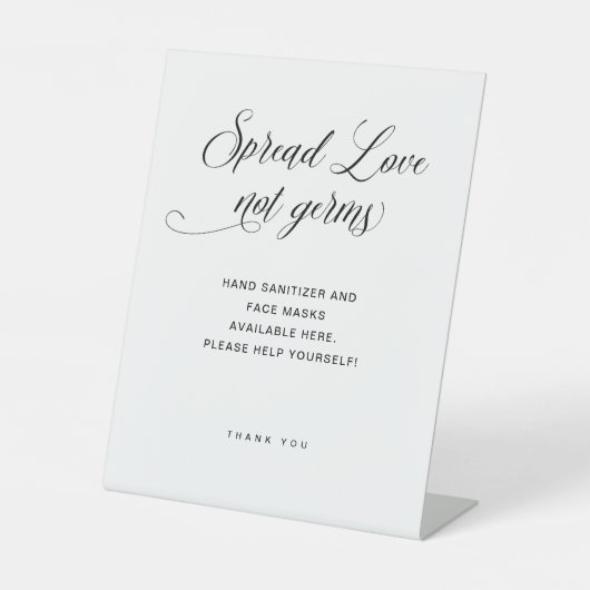 Signe De Table Diffuser l'amour pas les germes | Élégant Mariage  (Recto)