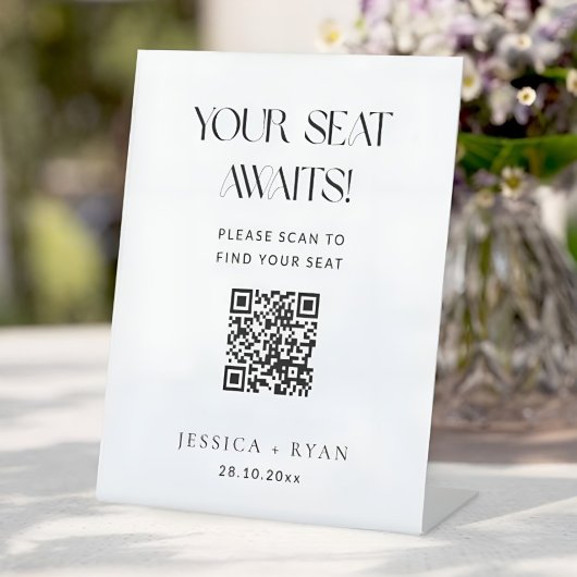 Signe De Table Digital Wedding Seating Chart with QR Code Sign