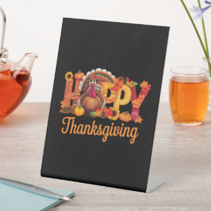 Signe De Table Dindes de Thanksgiving heureux tombent