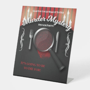 Signe De Table Dîner de mystère de meurtre élégant rouge et noir