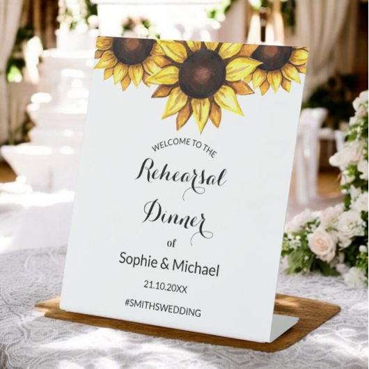 Signe De Table Dîner de répétition de tournesol Signal de piédest