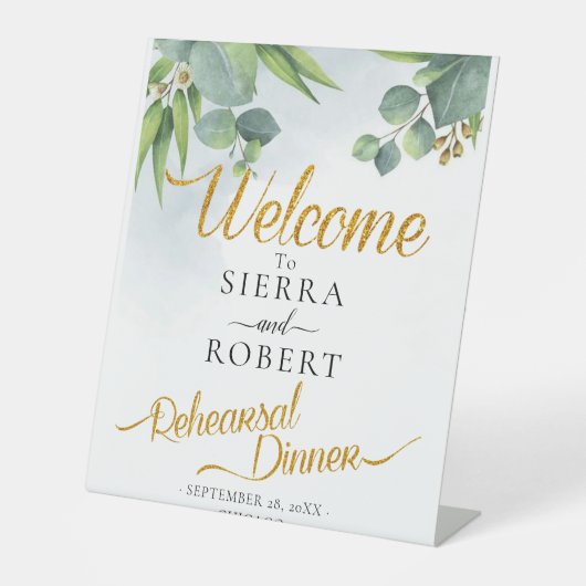 Signe De Table Dîner de répétition Eucalyptus Greenery Affiche de (Recto)
