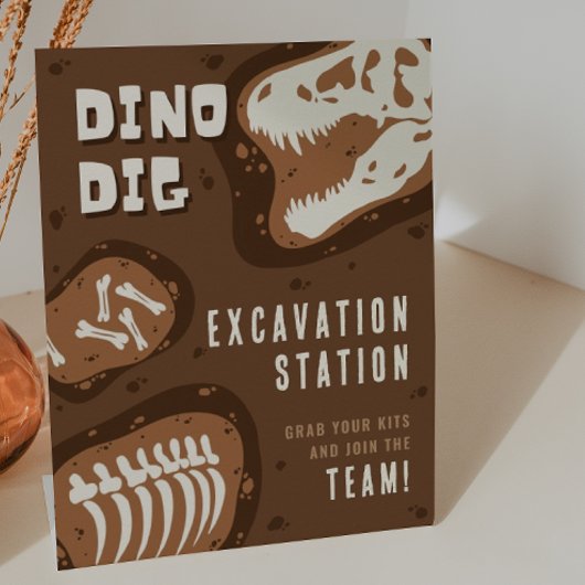 Signe De Table Dino Dig Dinosaur Excavation Station Party