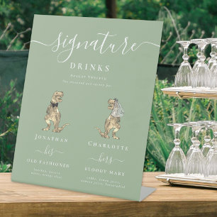 Signe De Table Dinosaur Mariage Sage Green Signature Boissons Bar