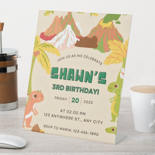 Signe De Table Dinosaur Thème Garçon Anniversaire Fête Invitation (In SItu)