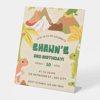 Signe De Table Dinosaur Thème Garçon Anniversaire Fête Invitation