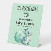 Signe De Table Dinosaure Bébé mignon avec son Baby shower d'oeufs (Recto)