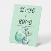 Signe De Table Dinosaure Bébé mignon avec son Baby shower d'oeufs (Recto)