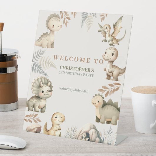 Signe De Table Dinosaure Boho Roaring Thème Anniversaire (In SItu)