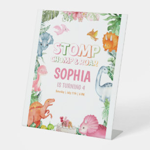 Signe De Table Dinosaure rose fête d'anniversaire, Filles Dinosau