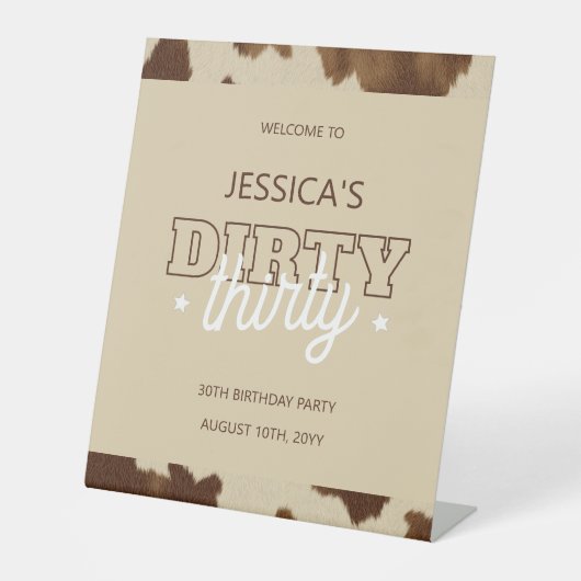 Signe De Table Dirty Thirty Western Rustic 30th Birthday Welcome (Recto)