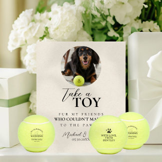 Signe De Table Dog Photo Wedding Tennis Ball Favor
