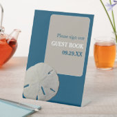 Signe De Table Dollar de sable, Mariage Ocean Blue Beach (In SItu)