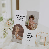 Signe De Table Double Arc Photo Joint Anniversaire Papier Napkin