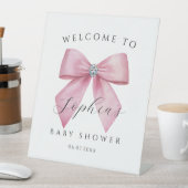 Signe De Table Douce Baby Shower Ruban Rose (In SItu)