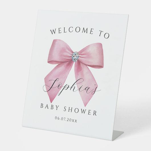 Signe De Table Douce Baby Shower Ruban Rose (Recto)