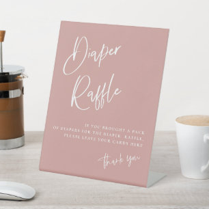 Signe De Table Douteux rose / Baby shower Rose Déchets Raffle