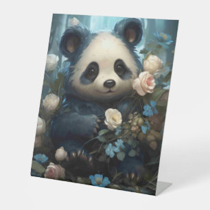 Signe De Table Doux Ours De Panda Chez Les Roses De La Jungle