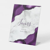 Signe De Table Dragées Mariage Marbre Violet Argent (Recto)