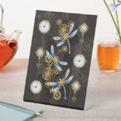 Signe De Table Dragonflies de Steampunk sur arrière - plan rayé b (In SItu)