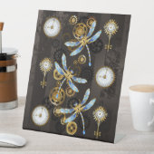 Signe De Table Dragonflies de Steampunk sur arrière - plan rayé b (In SItu)