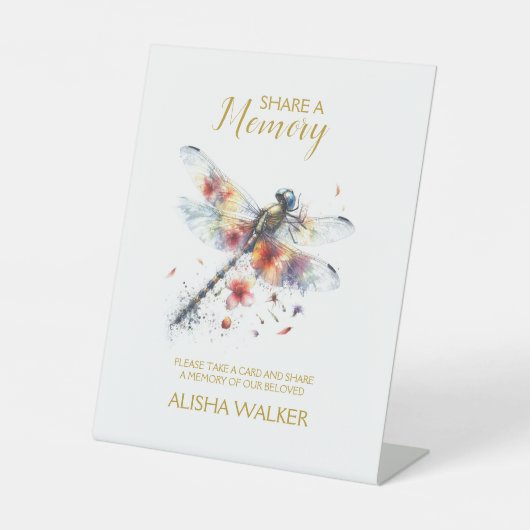 Signe De Table Dragonfly Share a Memory Funeral Sign (Recto)