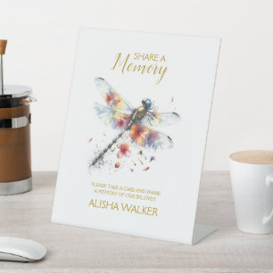 Signe De Table Dragonfly Share a Memory Funeral Sign