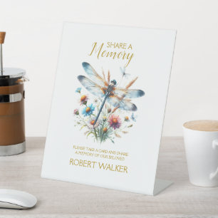 Signe De Table Dragonfly Share a Memory Funeral Sign