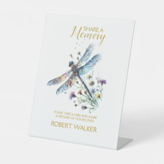 Signe De Table Dragonfly Share a Memory Funeral Sign (Recto)