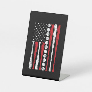 Signe De Table Drapeau américain de baseball Vintage 4 juillet