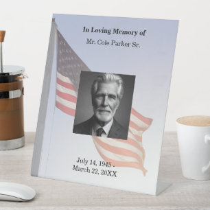 Signe De Table Drapeau américain Mémorial funèbre militaire