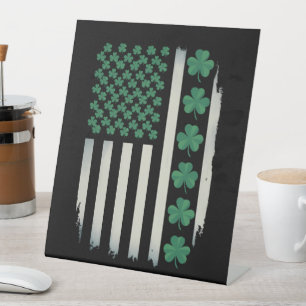 Signe De Table Drapeau américain Shamrocks St Patricks Day Americ