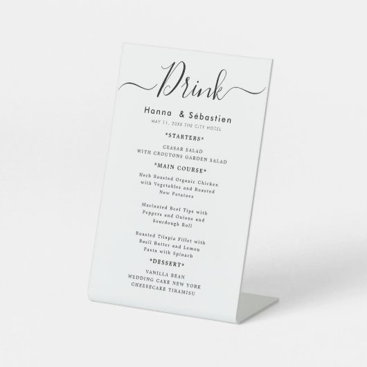 Signe De Table Drink Menu Wedding Reception (Recto)