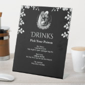 Signe De Table Drinks Black Elegant Gothic Skeleton Wedding (In SItu)