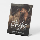 Signe De Table Drinks On Us Photo Wedding Sign (Recto)