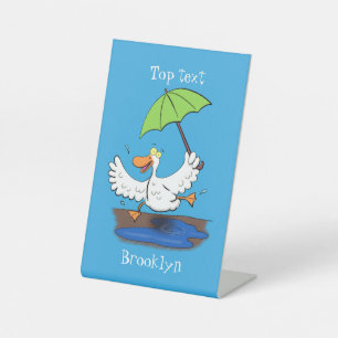 Signe De Table Drôle canard avec parapluie dessin animé