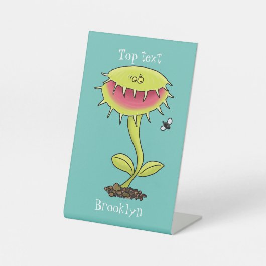 Signe De Table Drôle carnivore Vénus piège à mouches plante dessi (Recto)