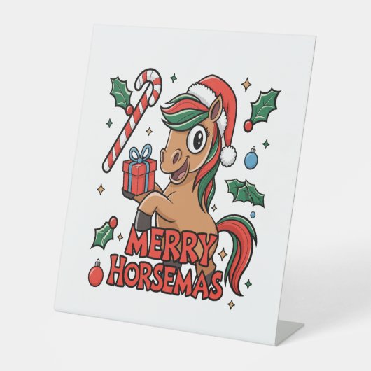 Signe De Table Drôle Cheval Joyeux Horsemas (Recto)